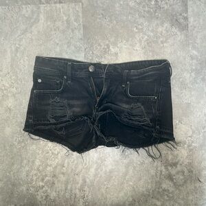 & Black Denim Shorts